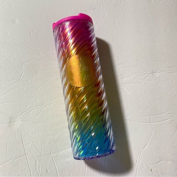 Starbucks Tim Singleton LGBT Pride 2023 Rainbow Swirl 16 OZ Tumbler Cup mug GUC - Picture 2 of 9